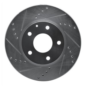 Mazda CX-3 Brake Rotor (1) - Front Left - R1 Concepts - Drilled & Slotted - Silver - `14-`24